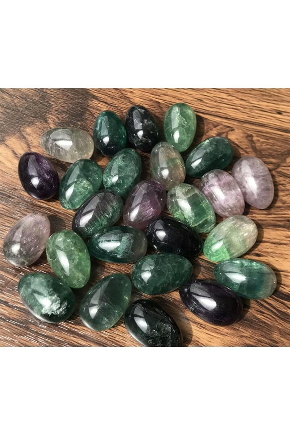 10pc Natural Rainbow Fluorite Eggs Quartz Crystal Pendant Mineral Carved No Hole