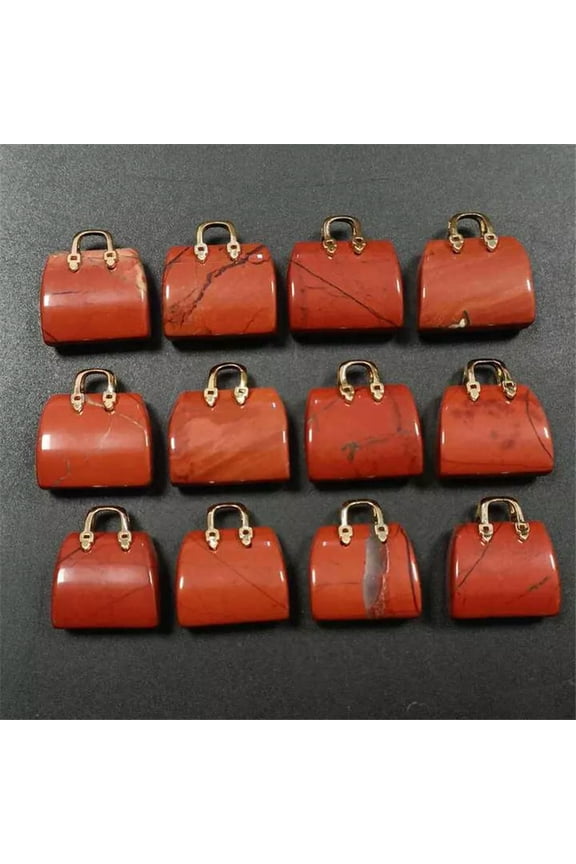 10pc Natural Red Jasper Stone Crystal Mini Tote Bag Pendant Ins Style Decoration