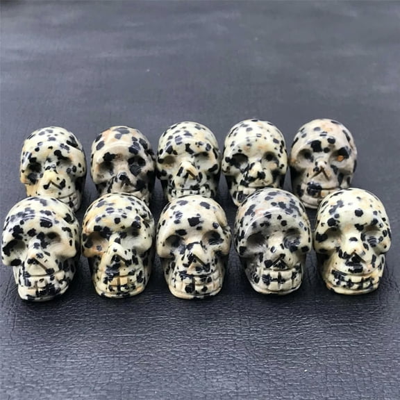 MATROOY 10pc Natural Spotted Stone Quartz Skull Hand Carved Stone Skeleton Healing Reiki