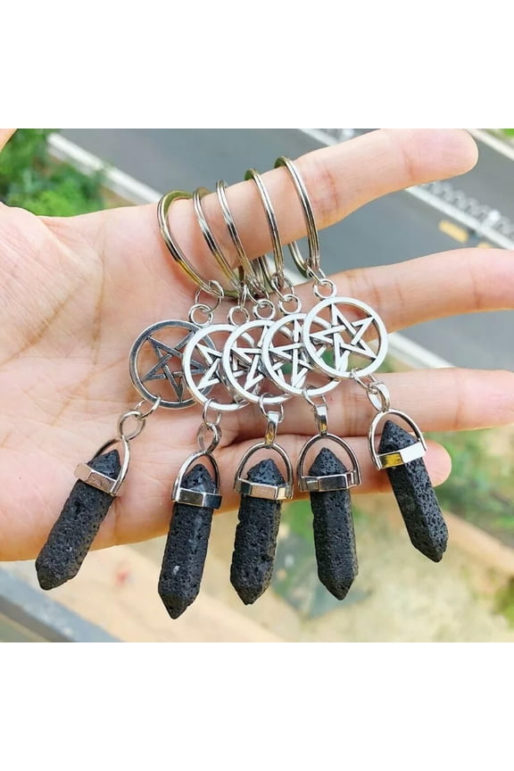 10pc Volcanic Rock Stone Bag Clasp Pendants Keychain Chakra Reiki Healing Amulet
