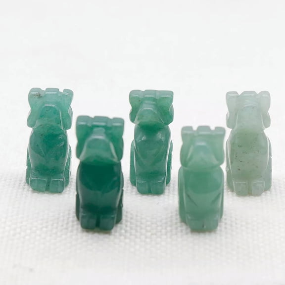 MATROOY 10pcs 1" Natural Green Aventurine Stone Crystal Dog Carved Skull Reiki Healing