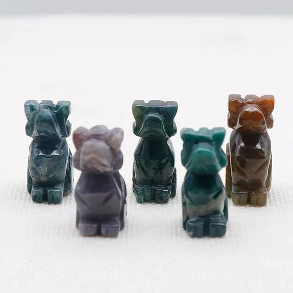 MATROOY 10pcs 1" Natural Indian Agate Stone Dog Carved Skull Reiki Healing Random