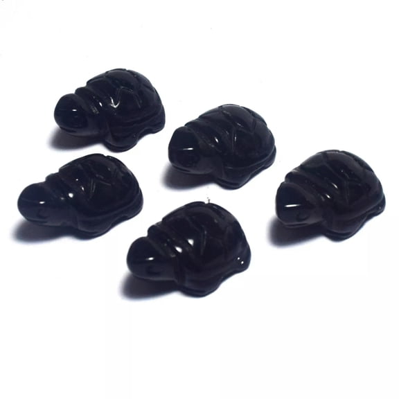 MATROOY 10pcs 1" Natural Obsidian Stone Tortoise Carved Skull Reiki Healing Random