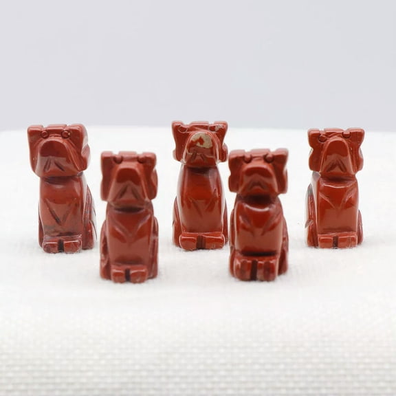MATROOY 10pcs 1" Natural Red Jasper Stone Crystal Dog Carved Skull Reiki Healing Random