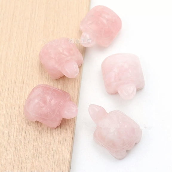 MATROOY 10pcs 1" Natural Rose Quartz Stone Tortoise Carved Skull Reiki Healing Random