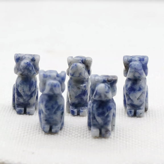 MATROOY 10pcs 1" Natural Sodalite Stone Crystal Dog Carved Skull Reiki Healing Random