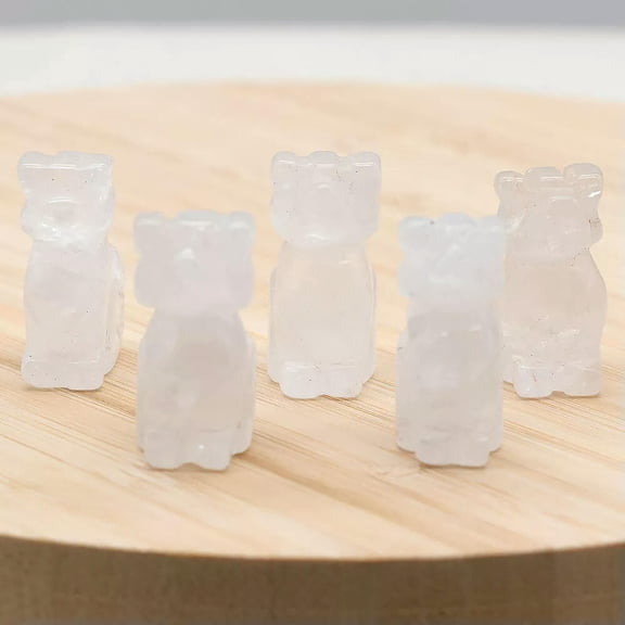MATROOY 10pcs 1" Natural White Crystal Stone Dog Carved Skull Reiki Healing Random
