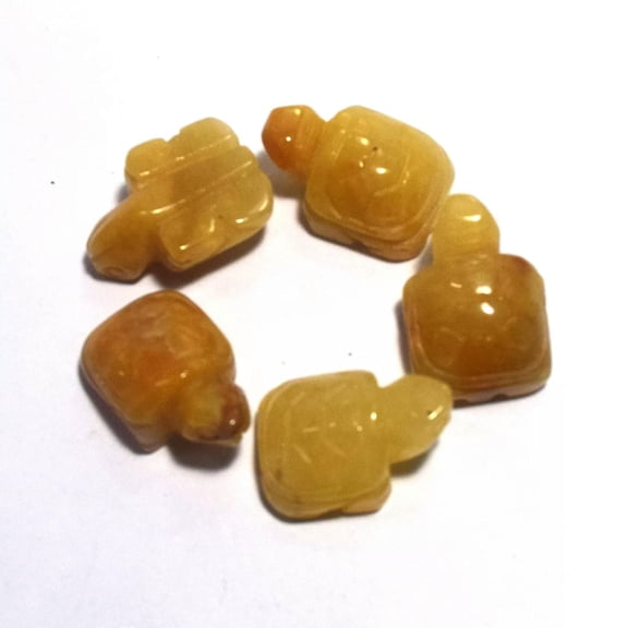 MATROOY 10pcs 1" Natural Yellow Jade Stone Tortoise Carved Skull Reiki Healing Random