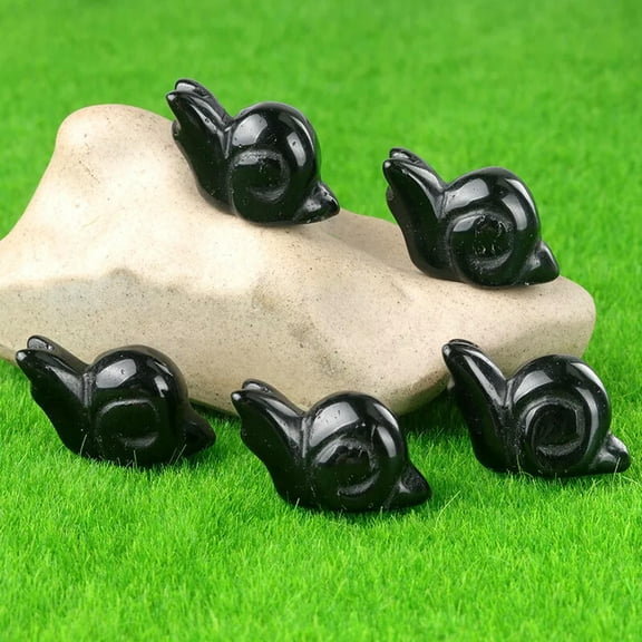 MATROOY 10pcs 1" Small Natural Obsidian Stone Carved Snail Crystal Reiki Healing Statue