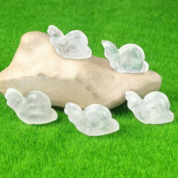 MATROOY 10pcs 1" Small Natural White Crystal Stone Carved Snail Reiki Healing Statue