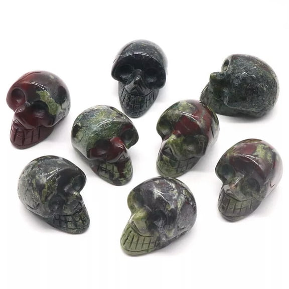 MATROOY 10pcs 1in Natural Dragon Blood Stone Mini Small Skull Carved Skull Reiki Healing