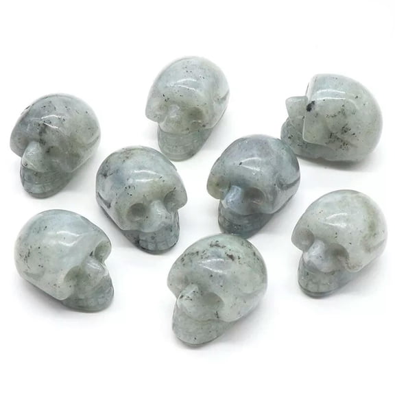 MATROOY 10pcs 1in Natural Labradorite Stone Mini Small Skull Carved Skull Reiki Healing