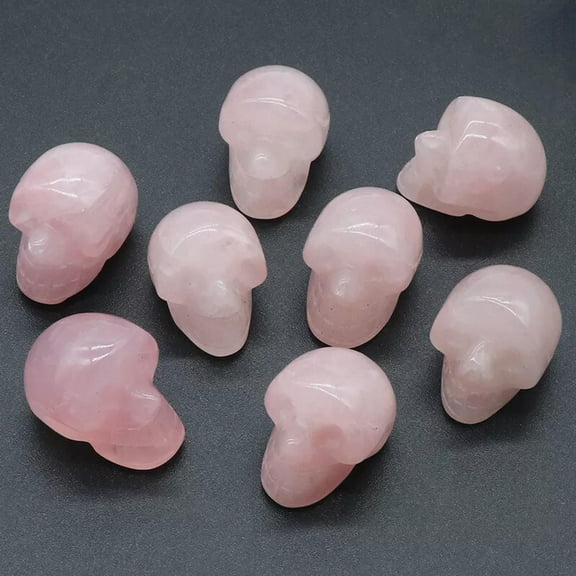 MATROOY 10pcs 1in Natural Rose Quartz Stone Mini Small Skull Carved Skull Reiki Healing