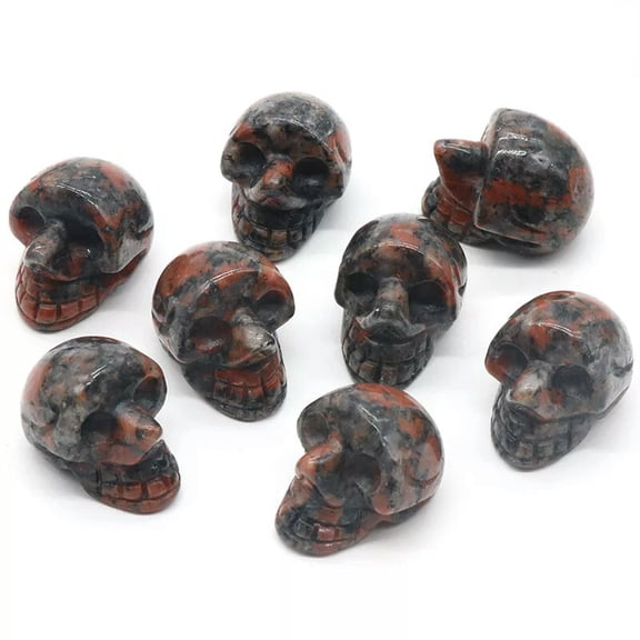 MATROOY 10pcs 1in Natural Sesame Stone Mini Small Skull Carved Skull Reiki Healing