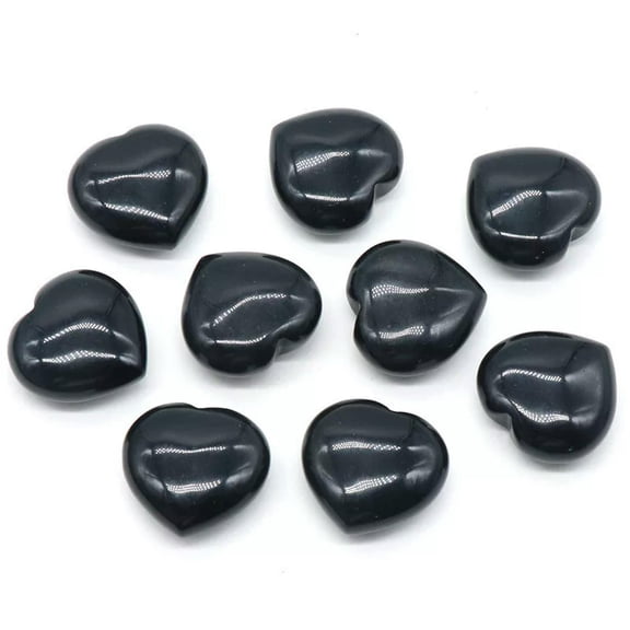 MATROOY 10pcs 30mm Natural Obsidian Stone Healing Heart Gemstone Elegant Reiki Stone