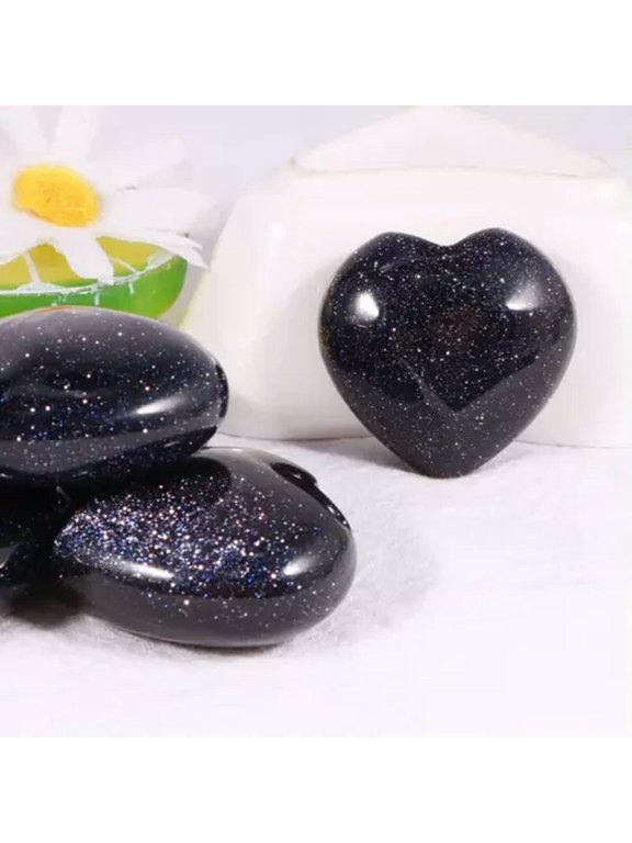10pcs Big 30mm Charms Crafts Natural Healing Reiki Crystal Hearts Chakra Stone-Blue sand stone