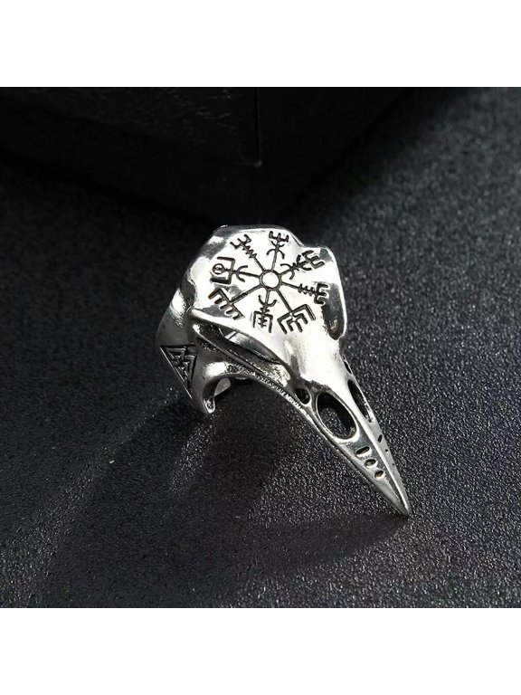 10pcs Bird Skull Gothic Plague Doctor Raven Crow Ring Adjustable