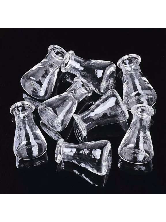 10pcs Empty Clear Glass Bottles Vial Charms Vase Shape 1.8~2.3ml for Beads