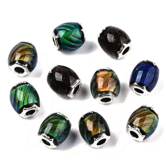 MATROOY 10pcs Faceted Barrel Crystal Glass Mood Beads Color Change by Temperature 9x7mm