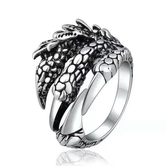 MATROOY 10pcs Gothic Jewelry Dragon 4 Claw Ring Punk Goth Eagle Demon High Quality Metal