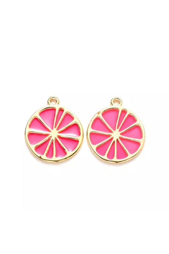 10pcs Lemon Charms Fruit Theme Epoxy Resin Dangle Pendants Mixed Color-Lemon (Cerise)