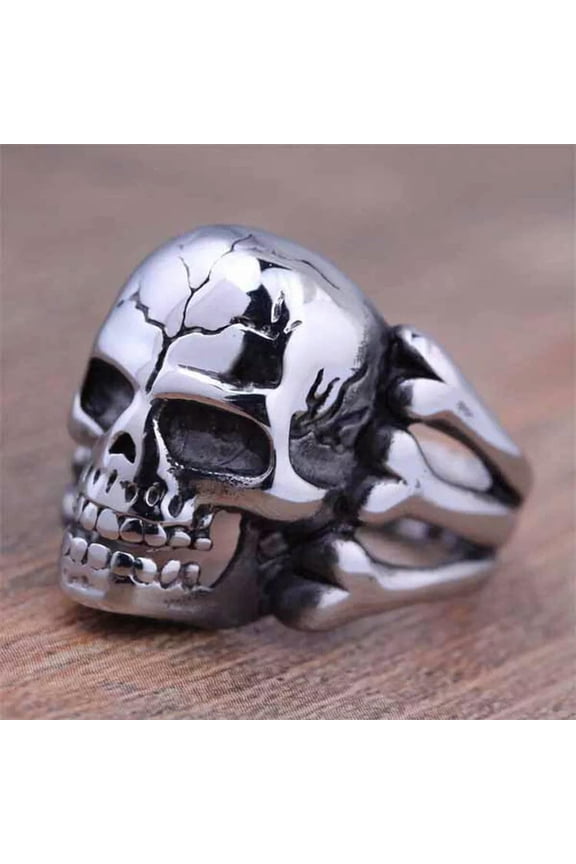 10pcs Men Copper Skull Ring Punk Biker Motorcycle Band Fashion Jewelry Gifts
