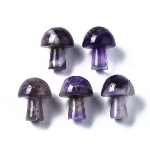 MATROOY 10pcs Mini Crystal Mushroom Gemstone Stones Sculpture Decor Hand Making 21x16mm-Amethyst
