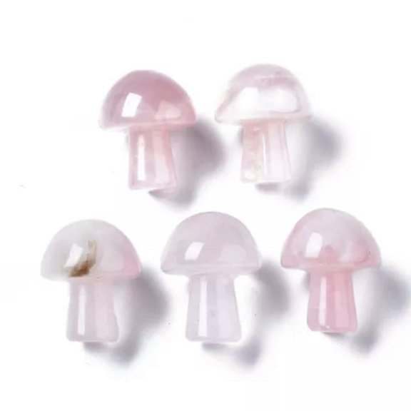 MATROOY 10pcs Mini Crystal Mushroom Gemstone Stones Sculpture Decor Hand Making 21x16mm-Rose Quartz