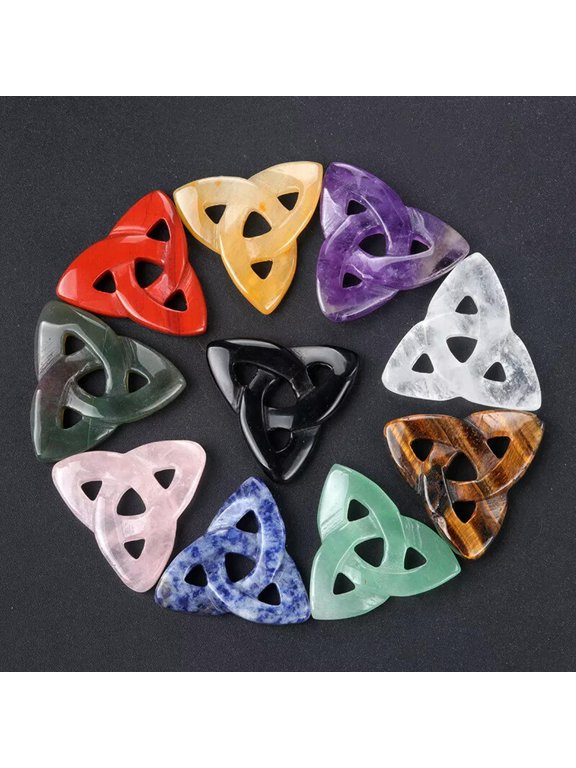 10pcs Mixed Natural Stone Charming Hollow Triangle Stone for DIY Jewelry