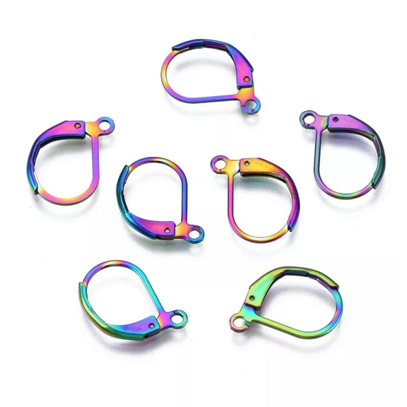 MATROOY 10pcs Multi-Color Leverback Earrings Stainless Steel Ear Wire Loops 16x10.5mm