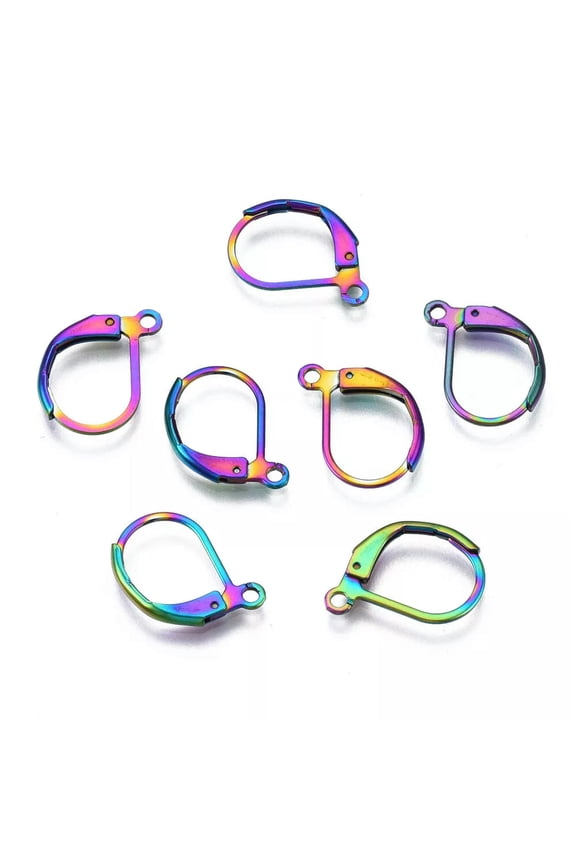 10pcs Multi-Color Leverback Earrings Stainless Steel Ear Wire Loops 16x10.5mm