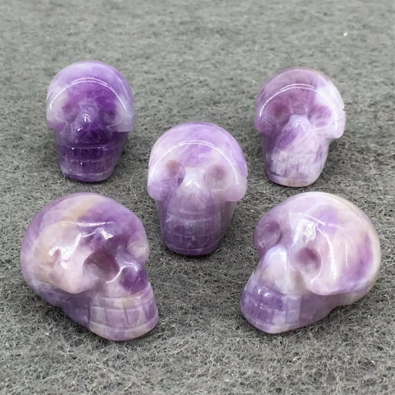 MATROOY 10pcs Natural Amethyst Quartz Crystal Skull Carved Stone Skeleton Healing Reiki