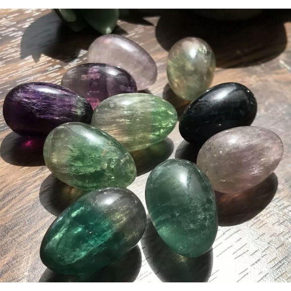 MATROOY 10pcs Natural Fluorite Stone Egg Crystal Skull Carved Healing Gem Reiki No hole