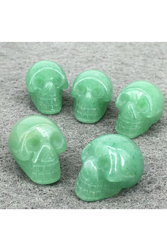 10pcs Natural Green Aventurine Quartz Skull Carved Stone Skeleton Healing Reiki