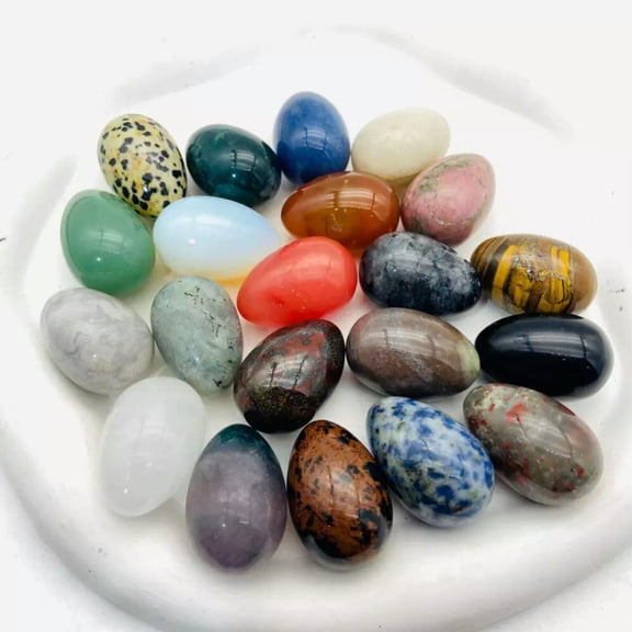 MATROOY 10pcs Natural Mixed Egg Quartz Crystal Skull Carved Healing Gem Reiki No hole