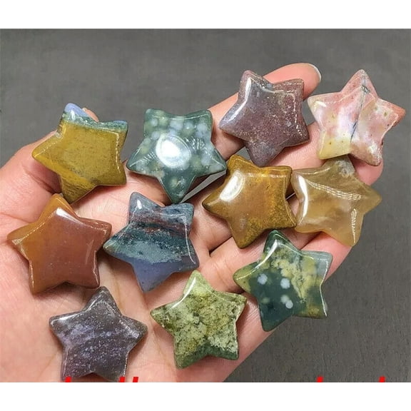 MATROOY 10pcs Natural Oceanjasper Star Pendant Quartz Crystal Skull Healing Gem Reiki