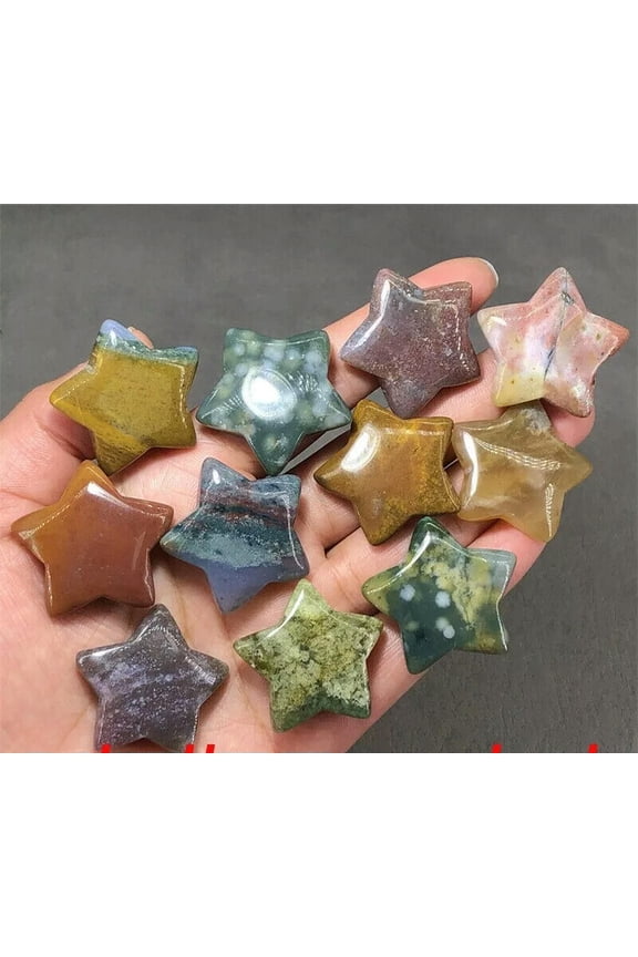 10pcs Natural Oceanjasper Star Pendant Quartz Crystal Skull Healing Gem Reiki