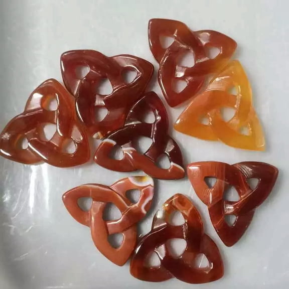 MATROOY 10pcs Natural Red Agate Stone Charming Hollow Triangle Stone for DIY Jewelry
