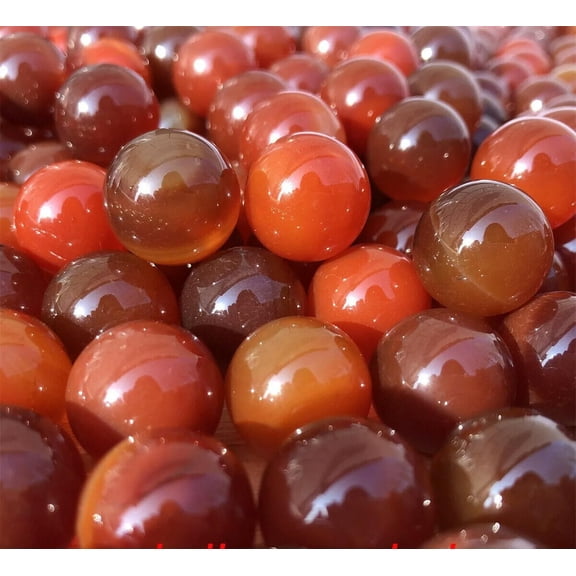 MATROOY 10pcs Natural Red agate Ball Quartz Crystal Sphere Palm Stone Healing Gem 15mm