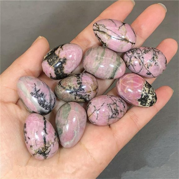 MATROOY 10pcs Natural Rhodochrosite Stone Egg Crystal Skull Carved Healing Reiki No hole