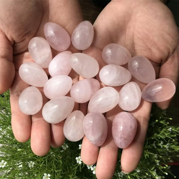 MATROOY 10pcs Natural Rose Quartz Eggs Quartz Crystal No holes Mineral Carved Reiki