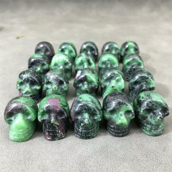 MATROOY 10pcs Natural Ruby In Fuchsite Skull Hand Carved Stone Skeleton Healing Reiki