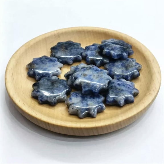 MATROOY 10pcs Natural Sodalite Stone Sun Crystal Healing Carved Gem Reiki Healing
