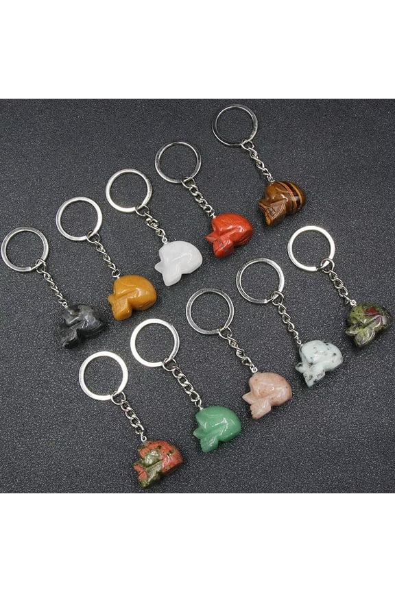 10pcs Natural Stone Skull Keyring Key Chain Ring Keychain Bag Pendant Charm