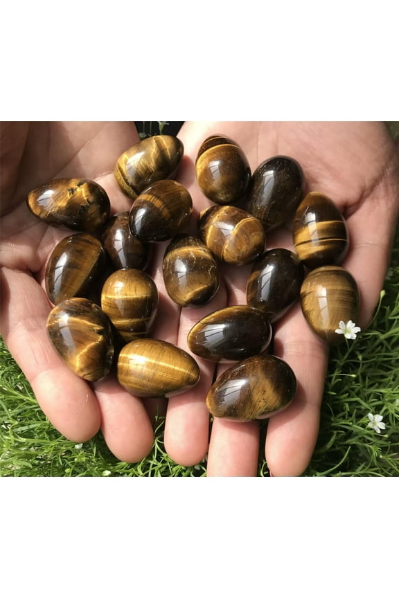 10pcs Natural Tiger Eye Eggs Quartz Crystal Pendant Mineral Carved Skull Reiki