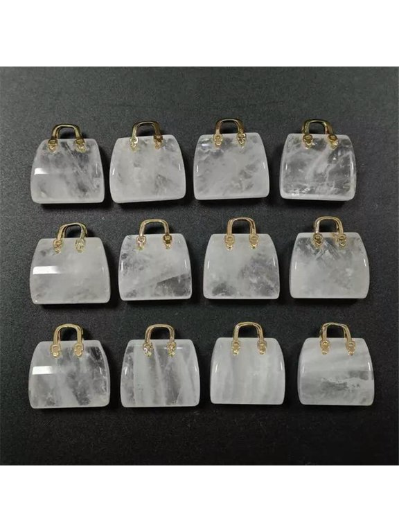 10pcs Natural White Crystal Stone Mini Tote Bag Pendant Ins Style Decoration