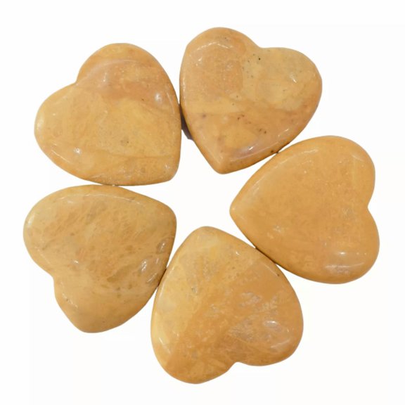 MATROOY 10pcs Natural Yellow Jade Stone Healing Crystal Heart Gemstone Decor 45x12mm