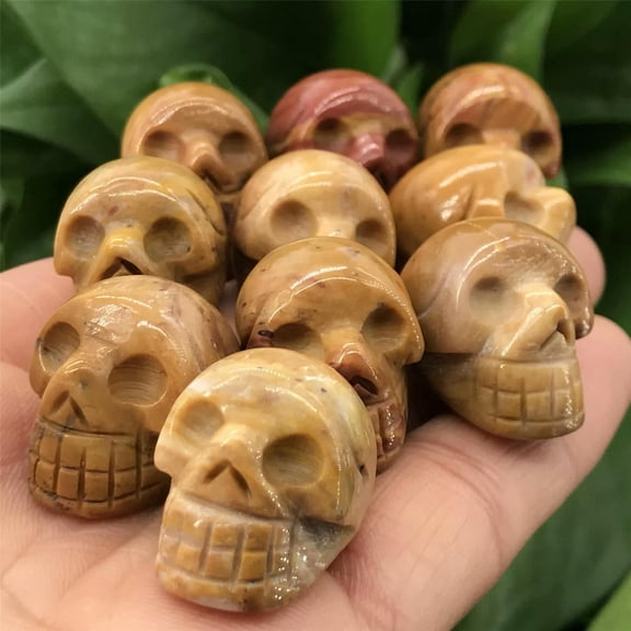 MATROOY 10pcs Natural Yolk stone Quartz Skull Hand Carved Stone Skeleton Healing Reiki