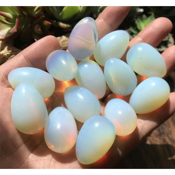 MATROOY 10pcs Opalite Eggs Quartz Crystal Pendant Mineral Carved Skull Reiki Healing