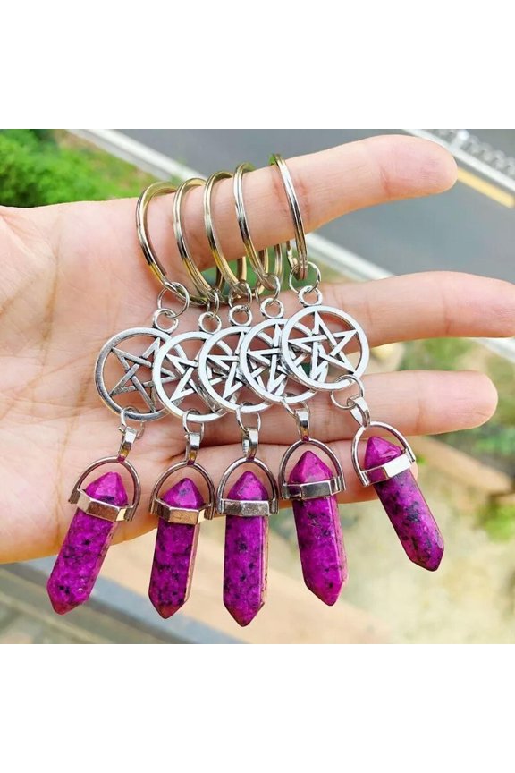 10pcs Rose Red Stone Bag Clasp Pendants Keychain Chakra Reiki Healing Amulet
